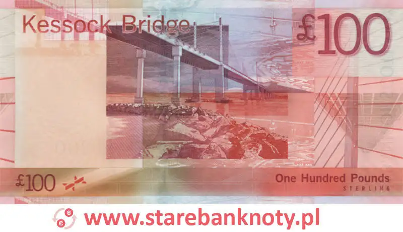 widok banknotu 100 funtów szkockich rewers seria : The Bridges